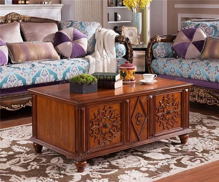 Living Room Furniture Carving Wood Tea Table